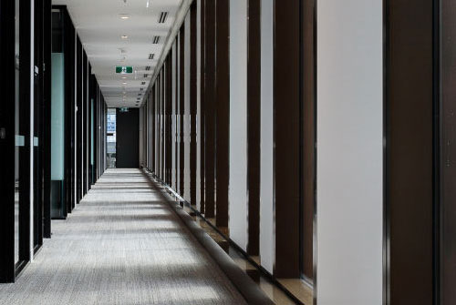 Building photography of a corridor of an office.