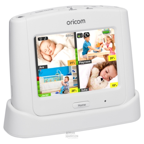 Electronic product (baby monitor), ecommerce product photography example on a white background.