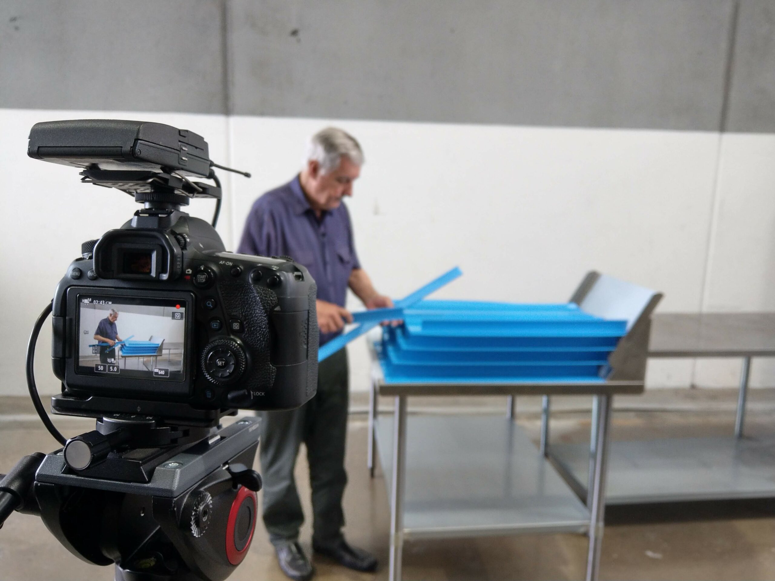 Behind the scenes of a video production in Castle Hill, Sydney. Filming a video demonstration of a product.